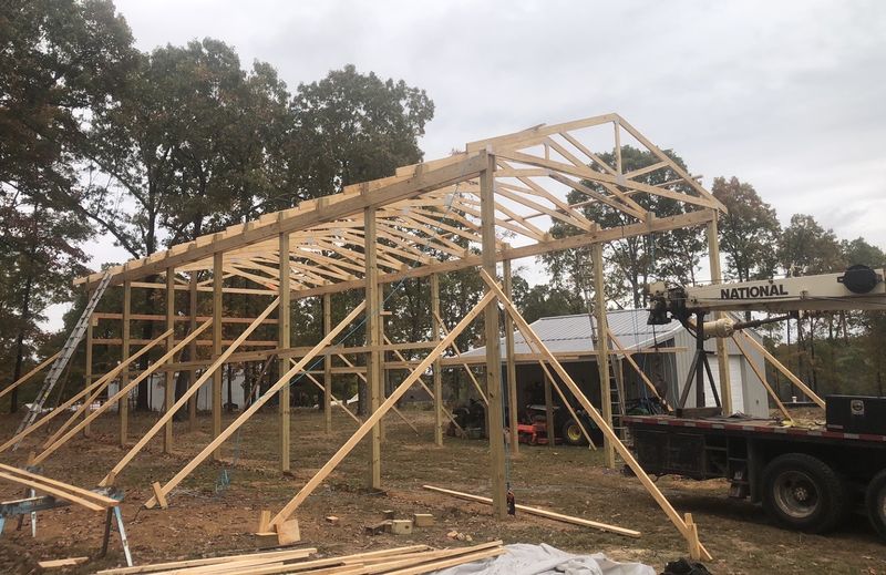 Rafters set across a wide post-frame span